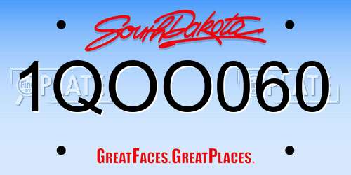 1QOO060 South Dakota License Plate