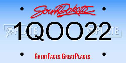 1QOO22 South Dakota License Plate