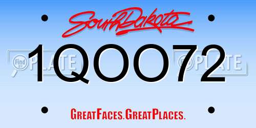 1QOO72 South Dakota License Plate