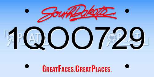 1QOO729 South Dakota License Plate