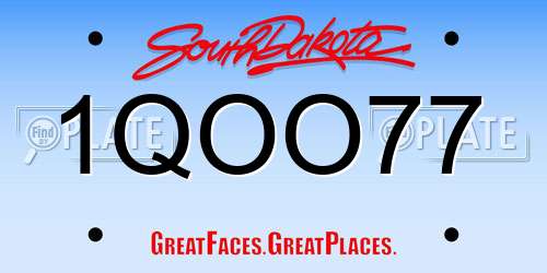 1QOO77 South Dakota License Plate