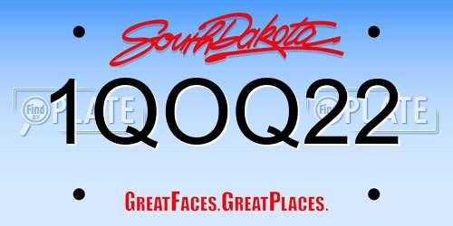 1QOQ22 South Dakota License Plate