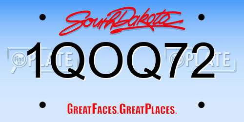 1QOQ72 South Dakota License Plate