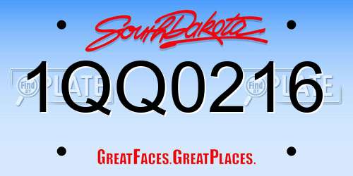 1QQ0216 South Dakota License Plate