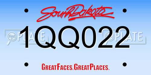 1QQ022 South Dakota License Plate