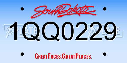 1QQ0229 South Dakota License Plate