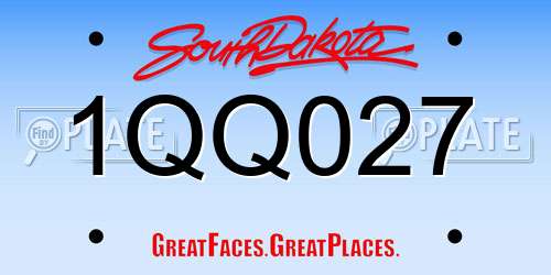 1QQ027 South Dakota License Plate