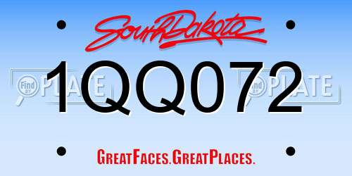 1QQ072 South Dakota License Plate
