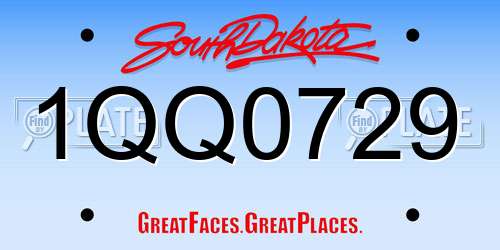 1QQ0729 South Dakota License Plate