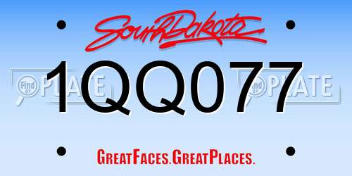 1QQ077 South Dakota License Plate
