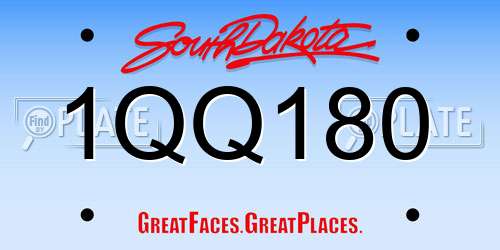 1QQ180 South Dakota License Plate