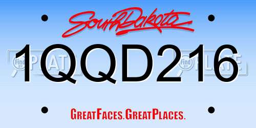 1QQD216 South Dakota License Plate