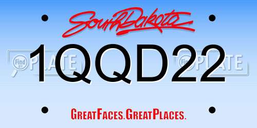 1QQD22 South Dakota License Plate