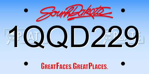 1QQD229 South Dakota License Plate