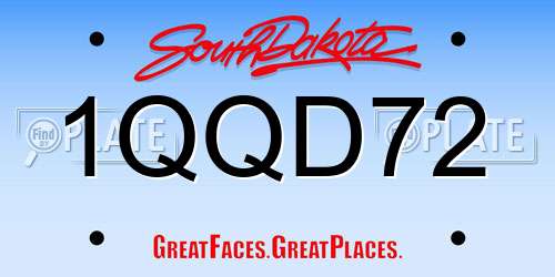 1QQD72 South Dakota License Plate