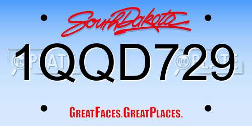 1QQD729 South Dakota License Plate