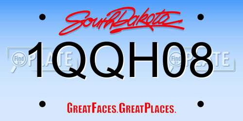 1QQH08 South Dakota License Plate