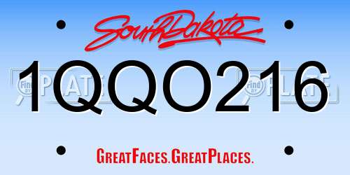 1QQO216 South Dakota License Plate
