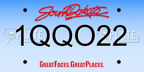 1QQO22 South Dakota License Plate