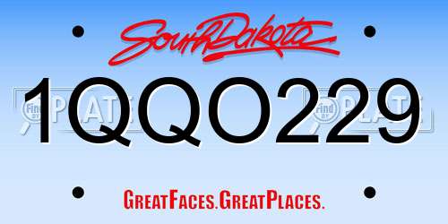 1QQO229 South Dakota License Plate