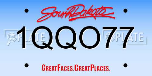 1QQO77 South Dakota License Plate