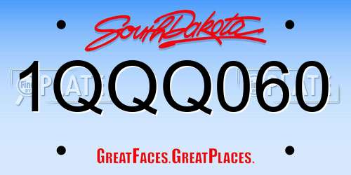1QQQ060 South Dakota License Plate