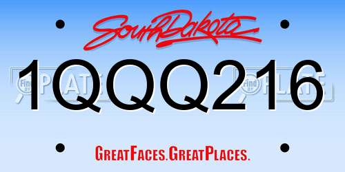 1QQQ216 South Dakota License Plate