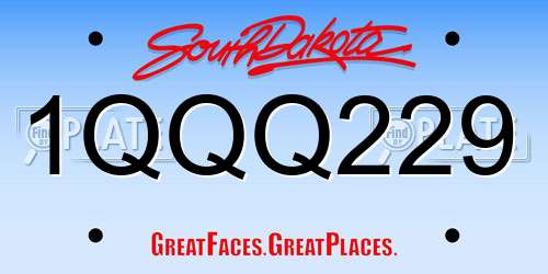 1QQQ229 South Dakota License Plate