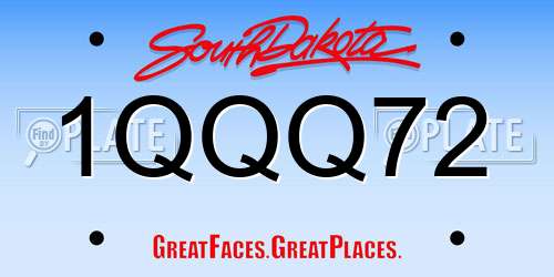 1QQQ72 South Dakota License Plate