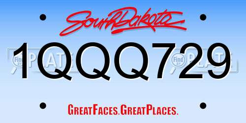 1QQQ729 South Dakota License Plate