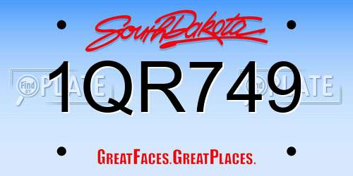 1QR749 South Dakota License Plate