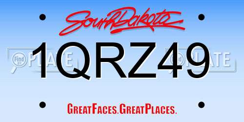1QRZ49 South Dakota License Plate