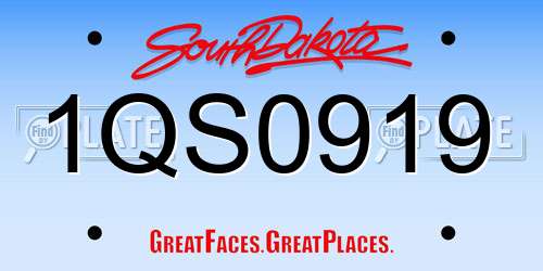 1QS0919 South Dakota License Plate