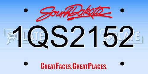 1QS2152 South Dakota License Plate
