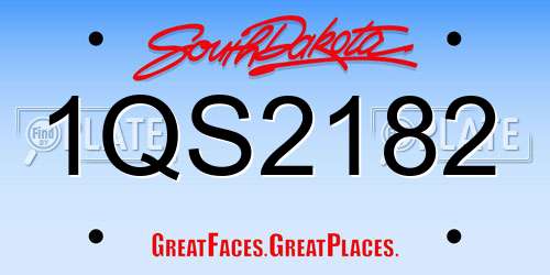 1QS2182 South Dakota License Plate