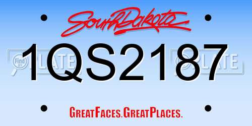 1QS2187 South Dakota License Plate