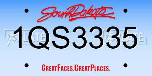 1QS3335 South Dakota License Plate