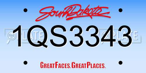 1QS3343 South Dakota License Plate