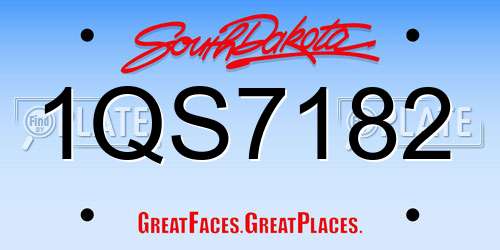 1QS7182 South Dakota License Plate
