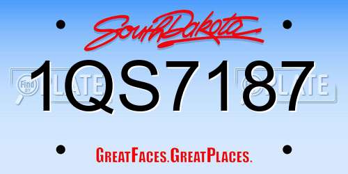 1QS7187 South Dakota License Plate