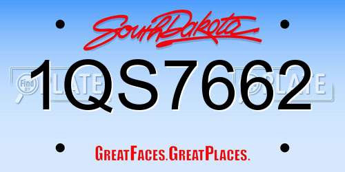 1QS7662 South Dakota License Plate