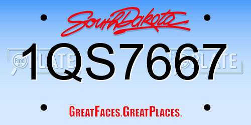 1QS7667 South Dakota License Plate