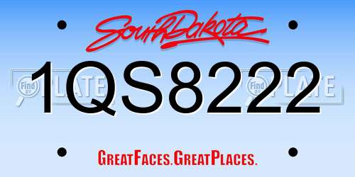 1QS8222 South Dakota License Plate