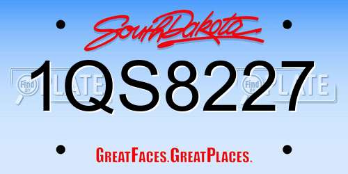 1QS8227 South Dakota License Plate