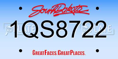1QS8722 South Dakota License Plate