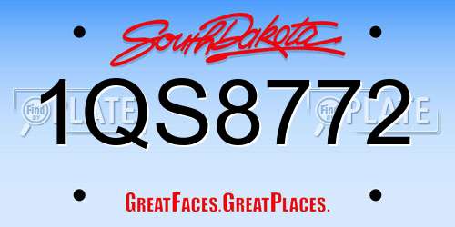 1QS8772 South Dakota License Plate
