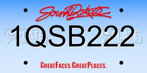1QSB222 South Dakota License Plate