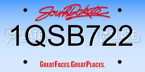1QSB722 South Dakota License Plate
