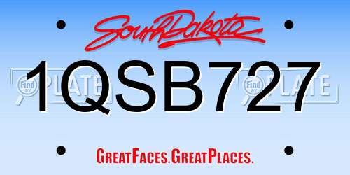 1QSB727 South Dakota License Plate