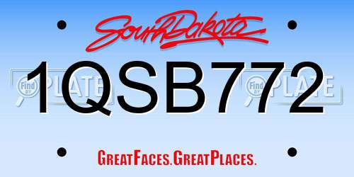 1QSB772 South Dakota License Plate